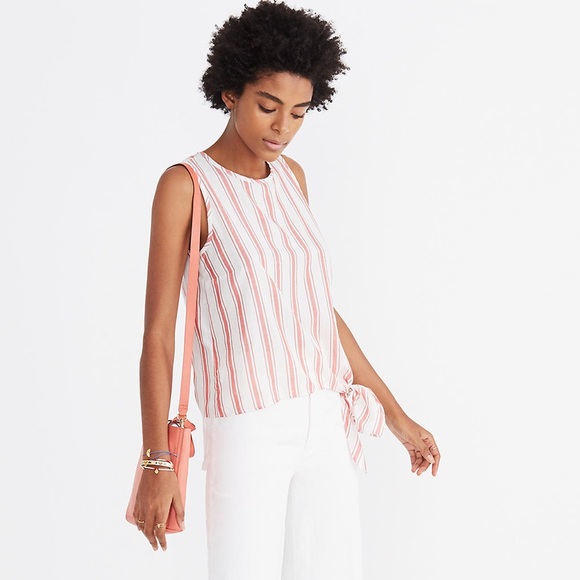 Madewell Striped Side Tie Tank Top in Marcia Stripe - Picture 2 of 7